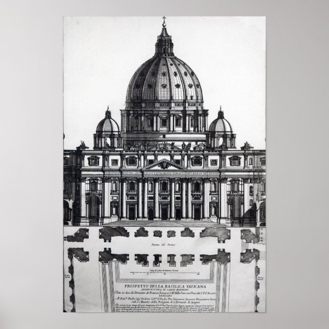 Poster Plan de Saint-Pierre, Rome, gravé par (Devant)