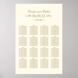 Poster Plan de table de mariage à l'ancienne en ivoire