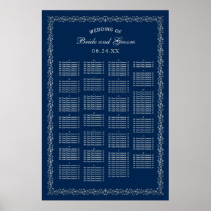 Poster Plan de table de mariage alphabetique élégant en b
