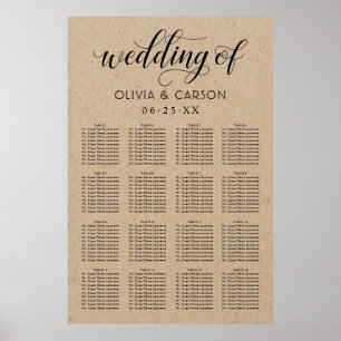 Poster Plan de table de mariage avec écriture noire et kr