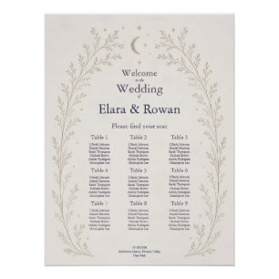 Poster Plan de table de mariage céleste