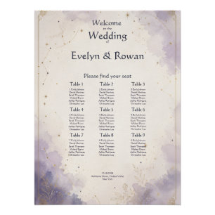 Poster Plan de table de mariage céleste