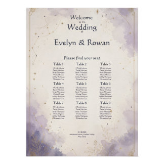 Poster Plan de table de mariage céleste