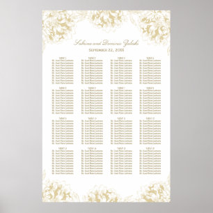 Poster Plan de table de mariage élégant aux fleurs de piv