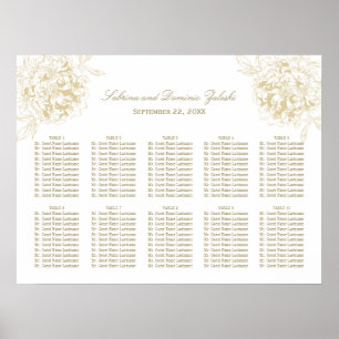 Poster Plan de table de mariage élégant aux fleurs de piv
