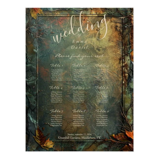 Poster Plan de table de mariage Hobbiton Haven (Devant)