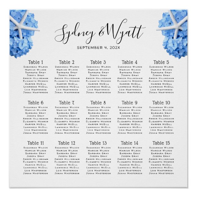 Poster Plan de table de réception de mariage au jardin ma (Devant)