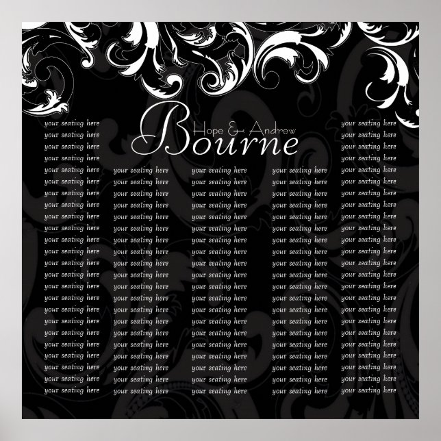 Poster Plan de table en damas pour la réception de mariag (Devant)
