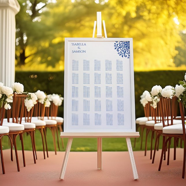 Poster Plan de table fantaisiste à motif bleu (Créateur téléchargé)