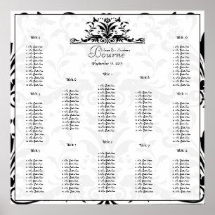 Poster Plan de table Vintage Birds Plum Blooms 12 Tables