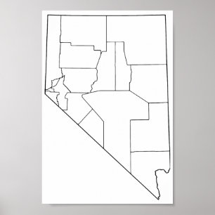Poster Plan des comtés du Nevada blanc