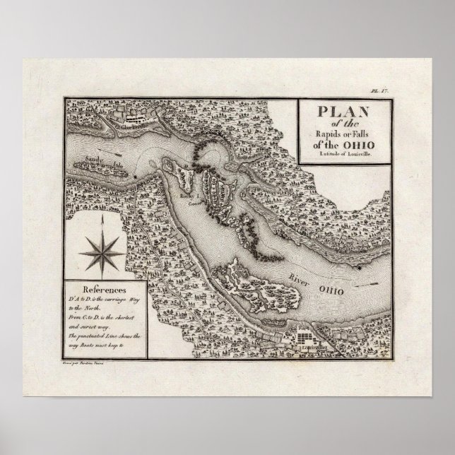 Poster Plan des rapides ou des chutes de l'Ohio (Devant)