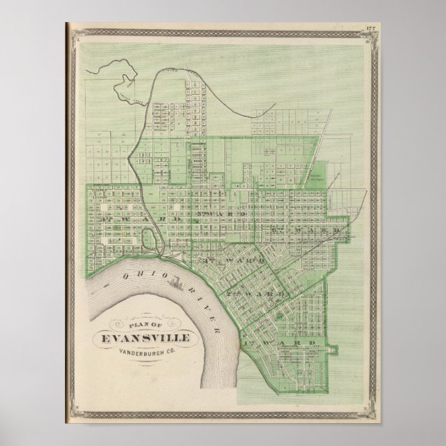 Poster Plan d'Evansville, Vanderburgh Co (Devant)