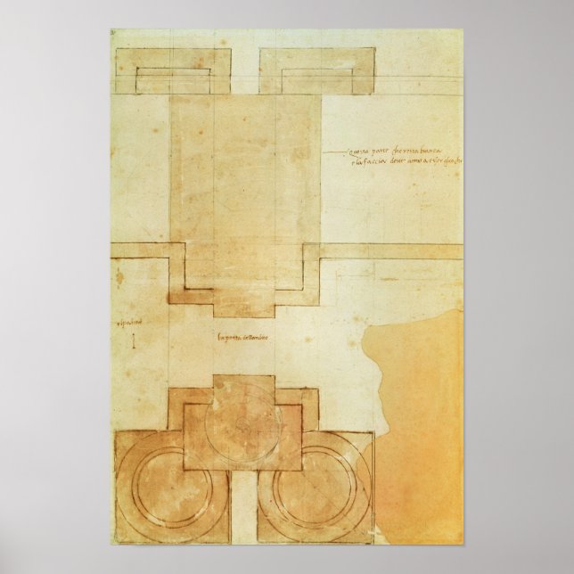Poster Plan du tambour de la coupole de l'Eglise (Devant)