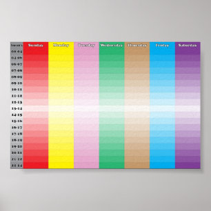 Poster Plan hebdomadaire avec une couleur spécifique pour
