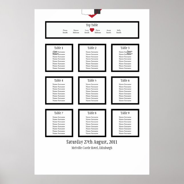Poster Plan mariage de table en couple (Devant)