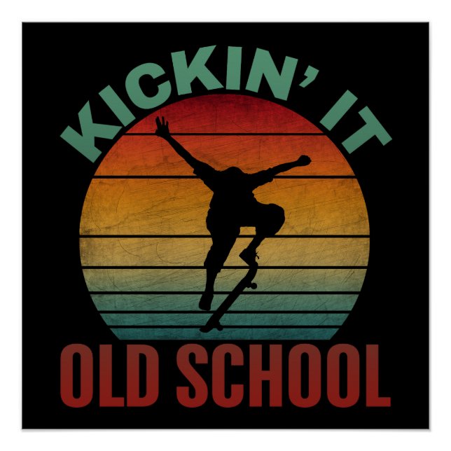 Poster Planche à roulettes de skateboard Old School Kicki (Devant)