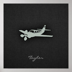 Poster Plane gris cendré