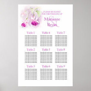 Poster Planificateur de table de mariage fuchsia violet 1