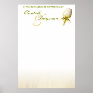 Poster Planificateur de table de mariage White Rose Bud
