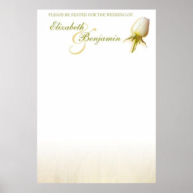 Poster Planificateur de table de mariage White Rose Bud (Devant)