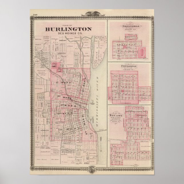 Poster Plans de Burlington, Greenfield (Devant)