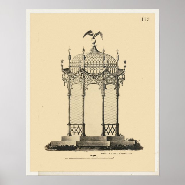 Poster Plans Gazebo d'architecture vintage (Devant)