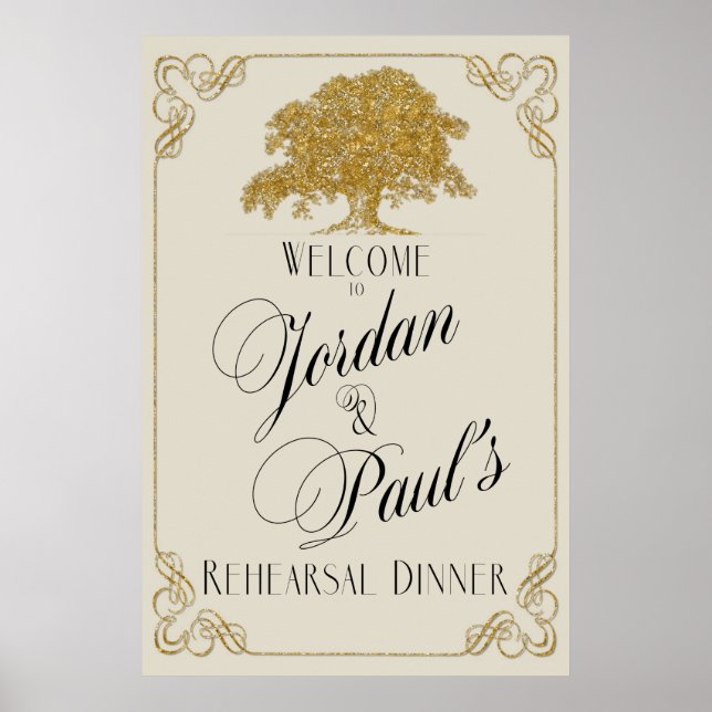 Poster Plantation de chêne dans une répétition de dîner e (Devant)