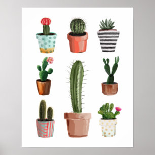 Poster Plante de Cactus aquarelle