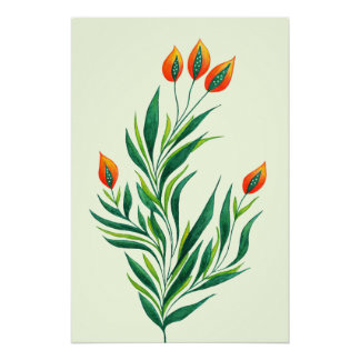 Poster Plante de printemps de l'art botanique Abstrait
