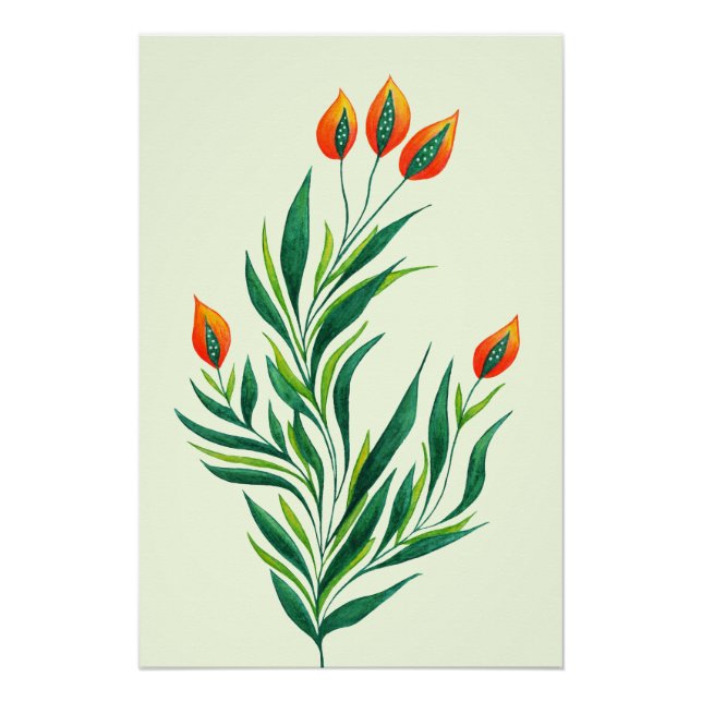 Poster Plante de printemps de l'art botanique Abstrait (Devant)