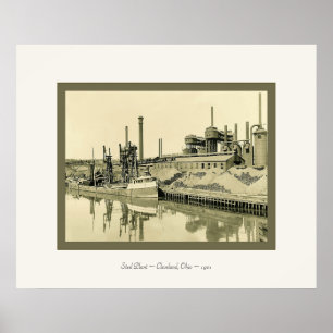 Poster Plante en acier~Cleveland, Ohio~1901~ Photo Vintag