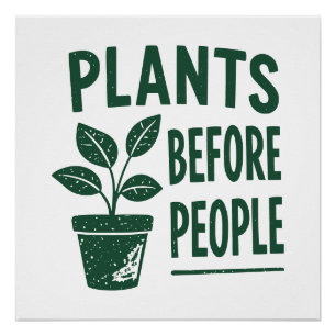 Poster Plantes amusantes avant les gens Art de tampon à e