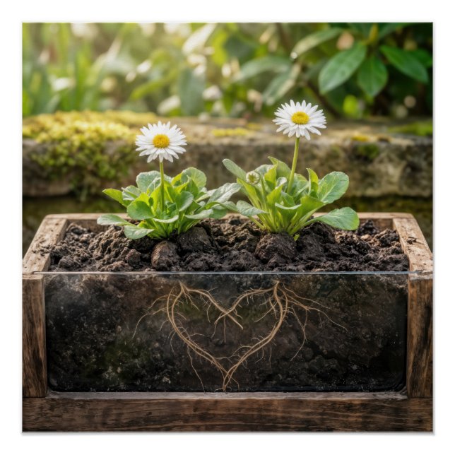 Poster Plantes de marguerites blanches dans une jardinièr (Devant)