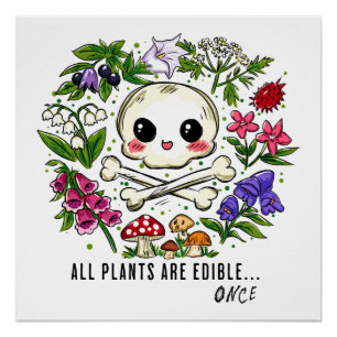 Poster Plantes toxiques drôles, comestibles une fois