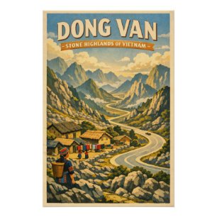Poster Plateau karstique de Dong Van, Ha Giang, Viêt Nam,