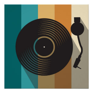Poster Platine de Vinyle Vintage Minimaliste Musique