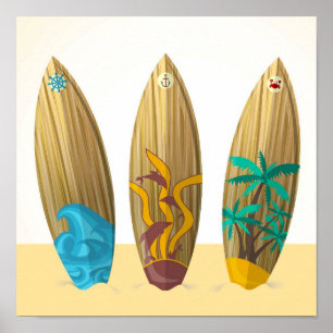 Poster Platins de surf rétro Sable de Surf solaire