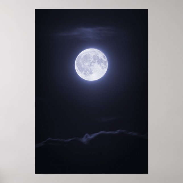 Poster Pleine lune de couverture nuageuse (Devant)