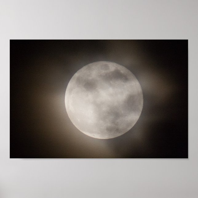 Poster Pleine lune partiellement nuageuse, Ohio (Devant)