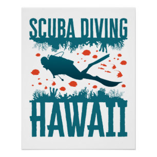 Poster Plongée en apnée souvenir Hawaï