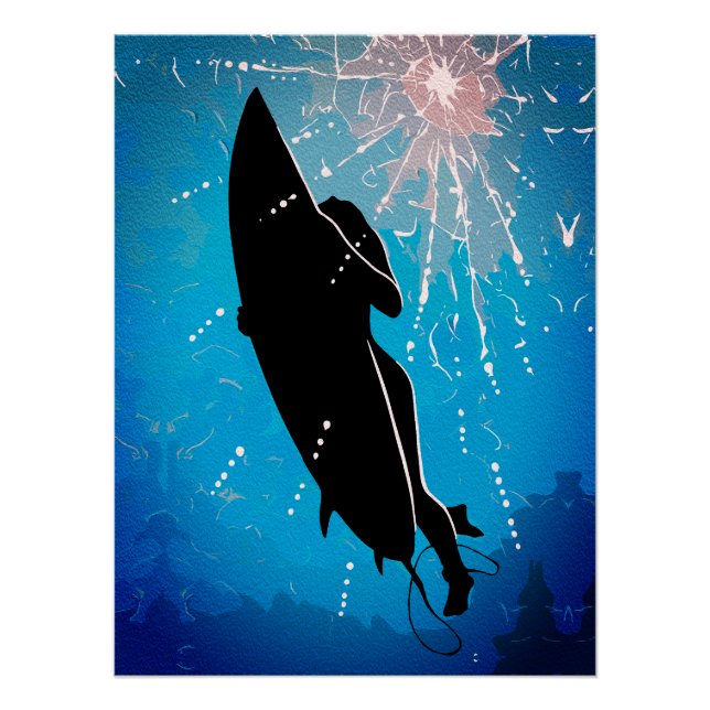 Poster Plongée profonde – Le voyage sous-marin du surfeur (Devant)