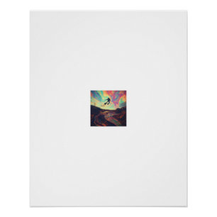 Poster Plongeur en apnée sous un ciel arc-en-ciel