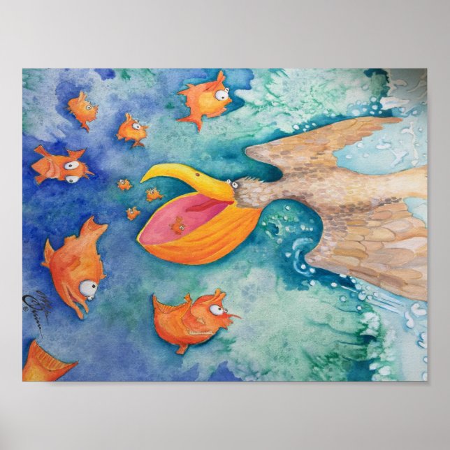 Poster "Plongez !" Pelican & Fish Art (Devant)