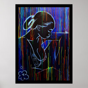 Poster Pluie créole bleue