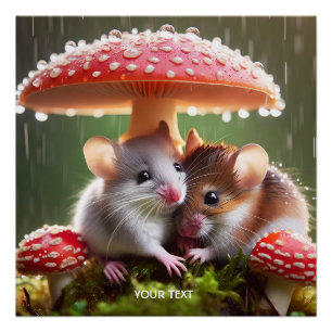 Poster Pluie de champignons de la souris Imaginaire