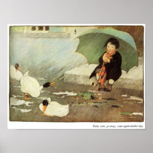 Poster Pluie, Pluie S'Éloigner Pépinière rime Imprimer