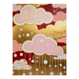 Poster Pluie Rouge Dorée