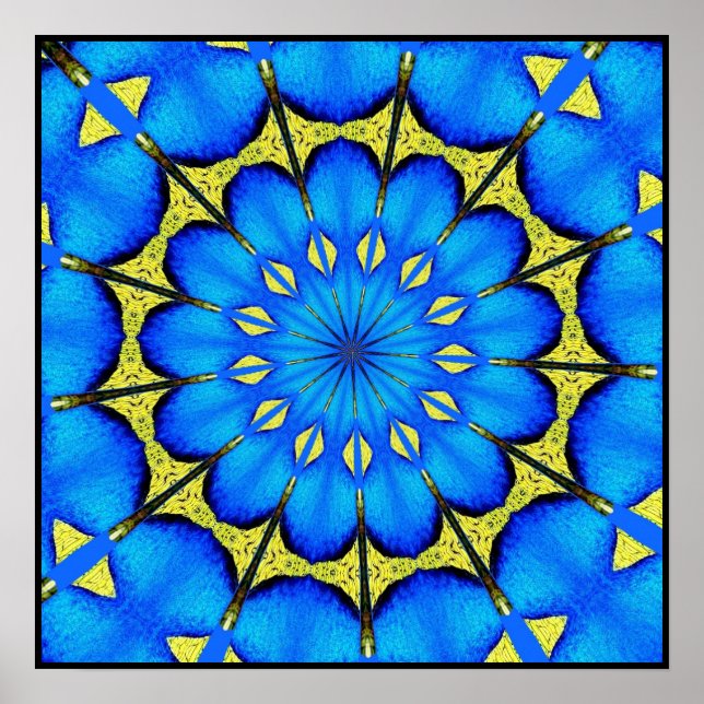 Poster Plumes de paon Kaleidoscope 4 (Devant)