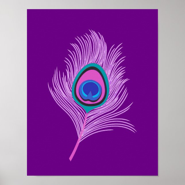 Poster Plumes de paon orchidée sur Amethyst violet (Devant)